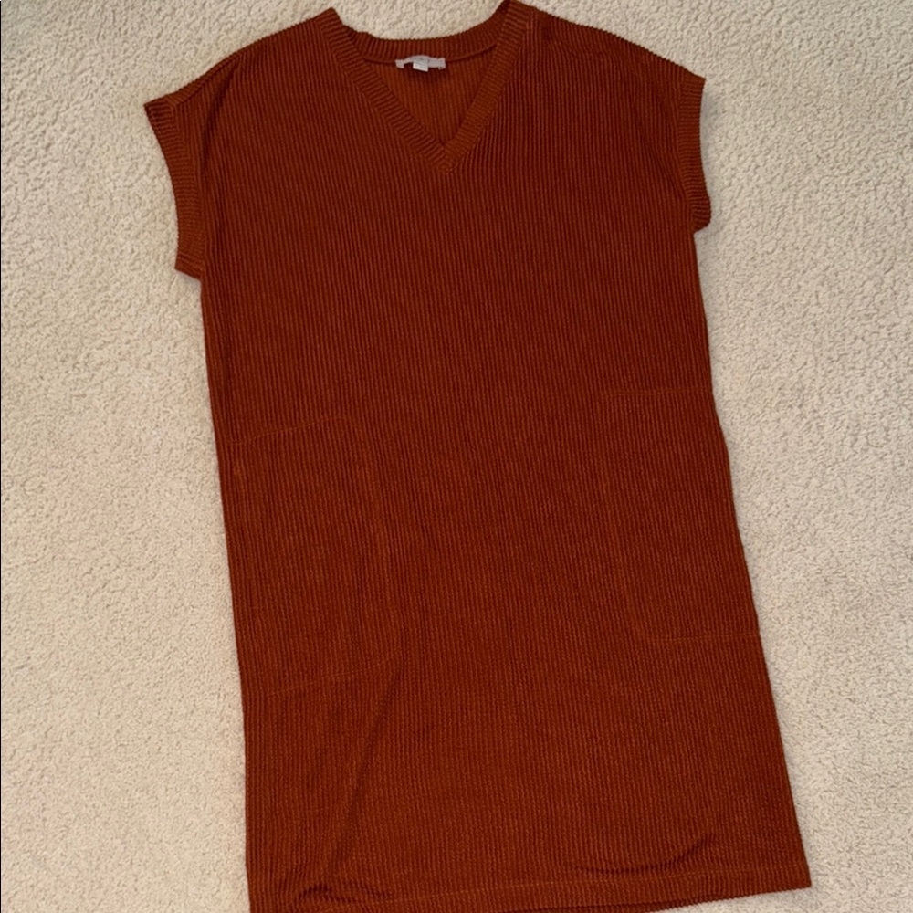 LOFT Brown Cap Sleeve Ribbed Relaxed T-Shirt Tunic